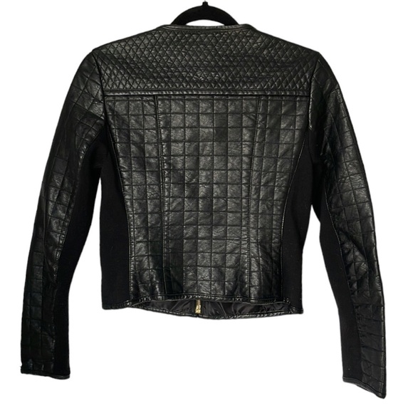 Forever 21 Faux Leather Stud Black Jacket Coat S Gold Tone Hardware Zipper - Picture 6 of 8